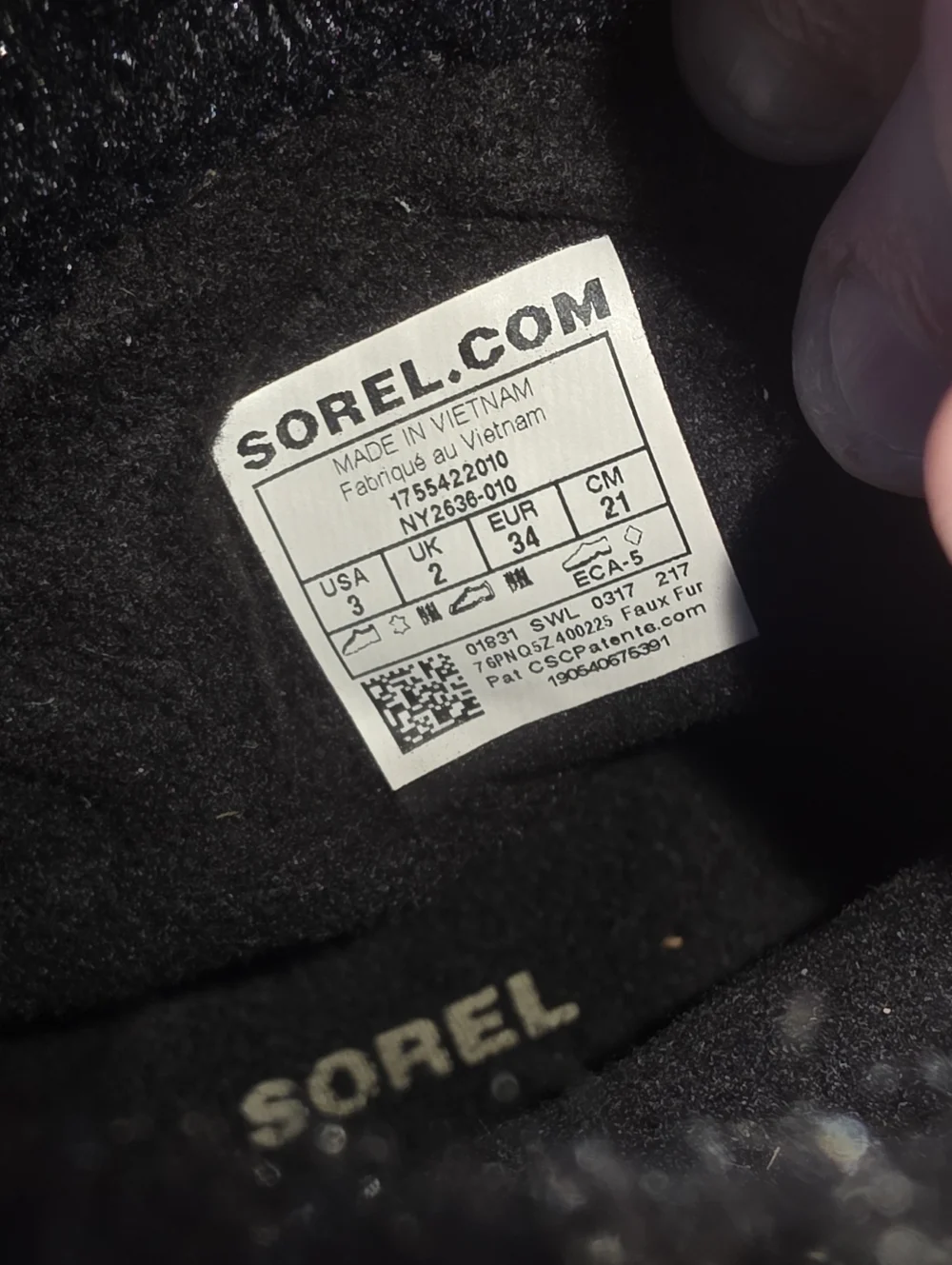 Sorel Black Kids Faux-Fur Lace-Up Winter Boots with Contrast Trim Size 3